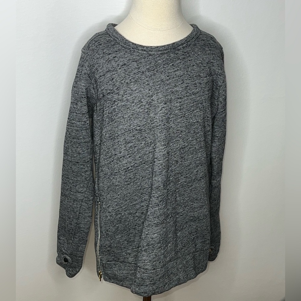 Crewcuts girls gray fleece lined sweatshirt side zipper sz 8
